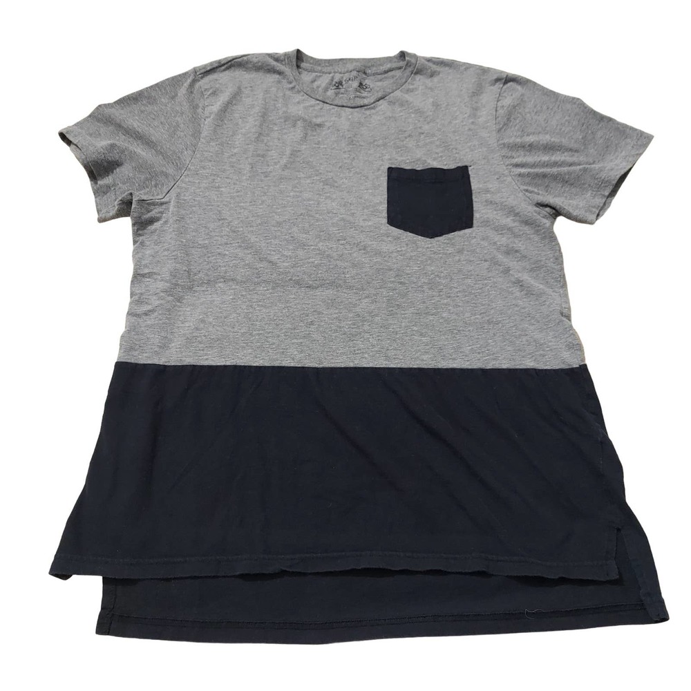 SGR Shirt Mens Large Short Sleeve Pocket Black/Gray Longer Length